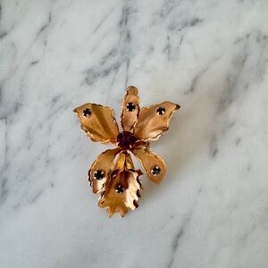 Gold and Purple Floral Brooch